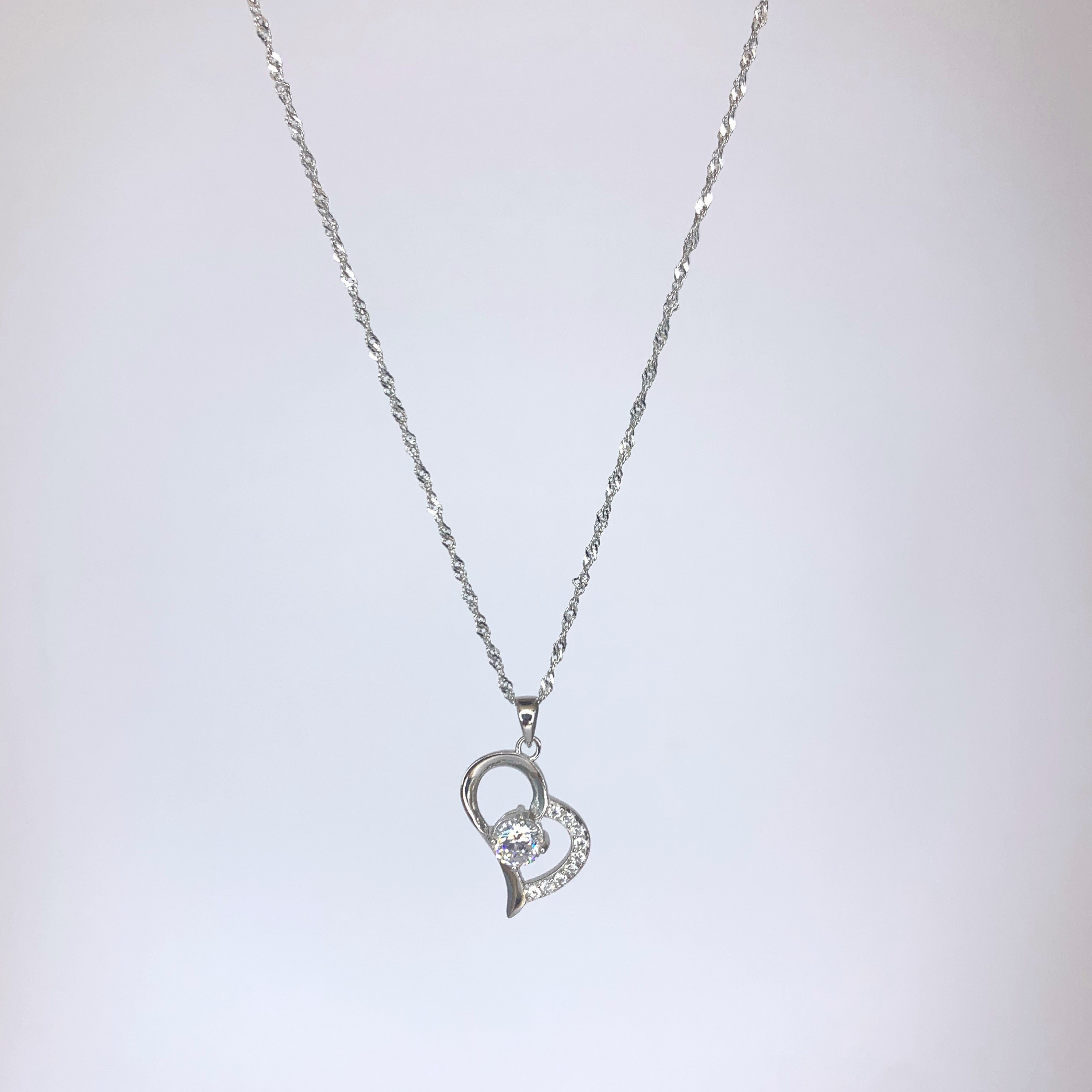 Amour Heart Necklace with Cubic Zirconia Detail Product Shot