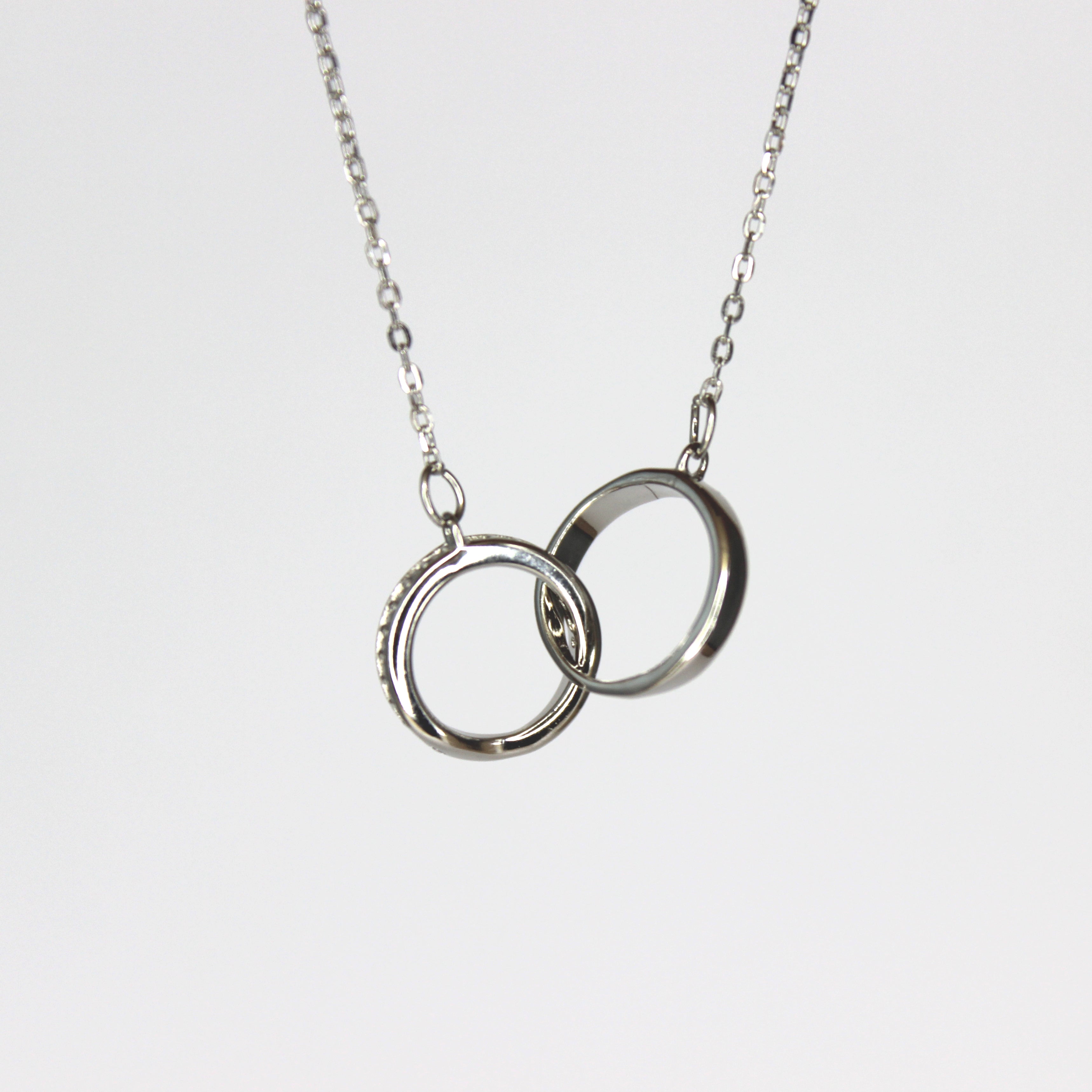 Gianna Sterling Silver Double Hoop Cubic Zirconia Necklace