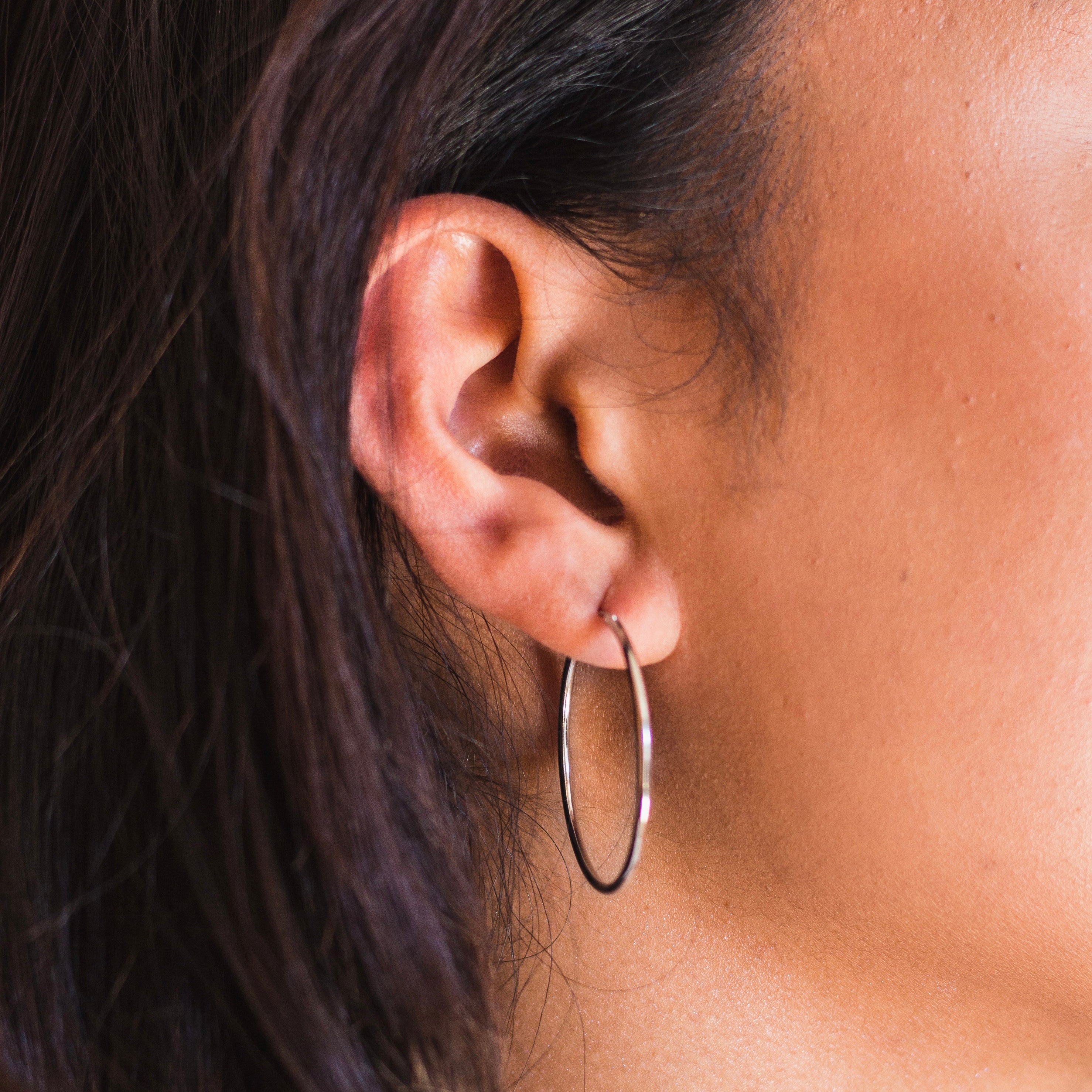 Lauren Stirling Silver Hoop Earrings  40mm