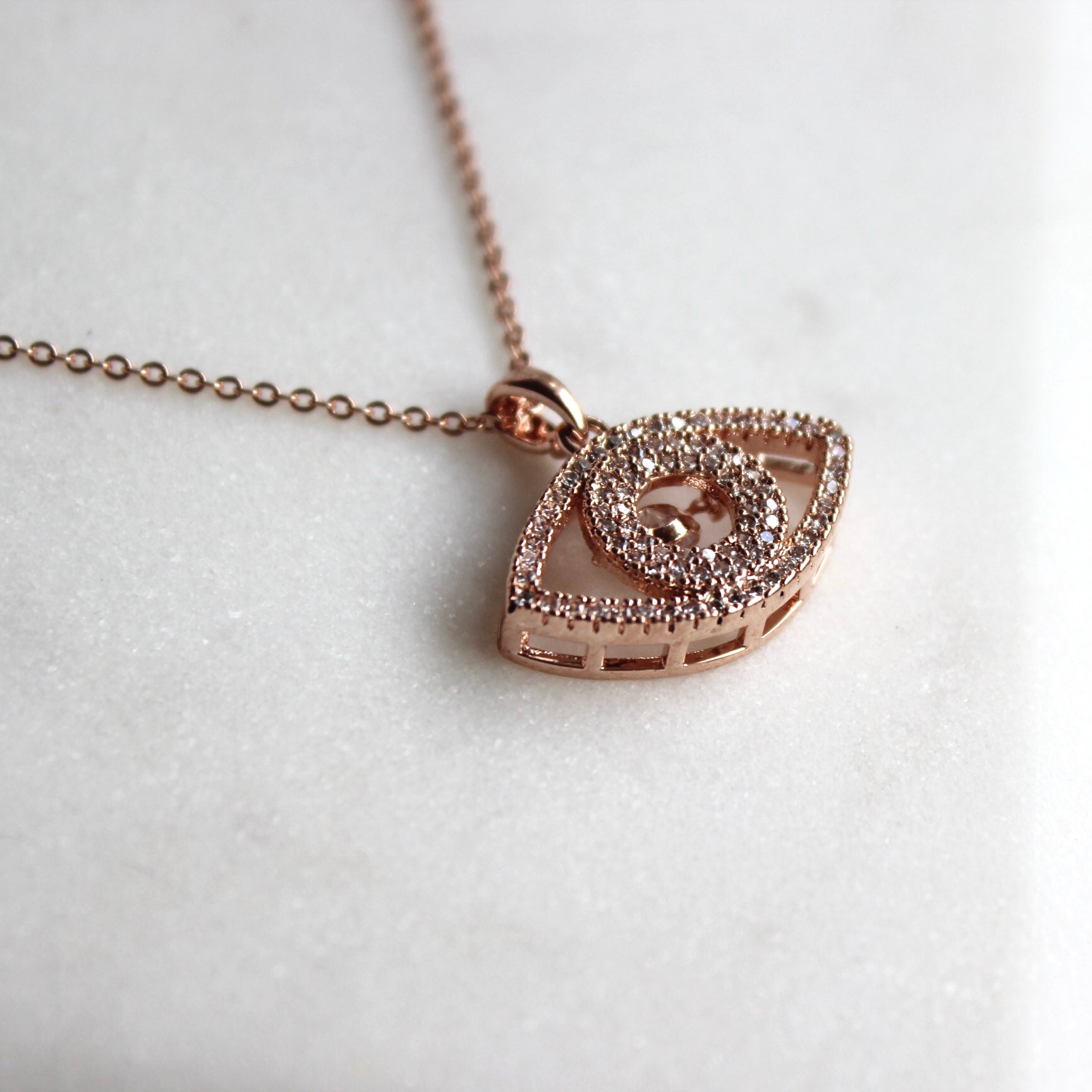 Zamin Eye Necklace with Cubic Zirconia Rose Gold